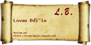 Lovas Béla névjegykártya