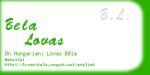 bela lovas business card