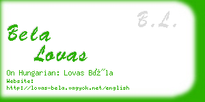 bela lovas business card